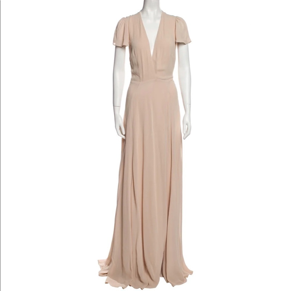 REFORMATION WINSLOW NUDE CHAMPAGNE MAXI DRESS